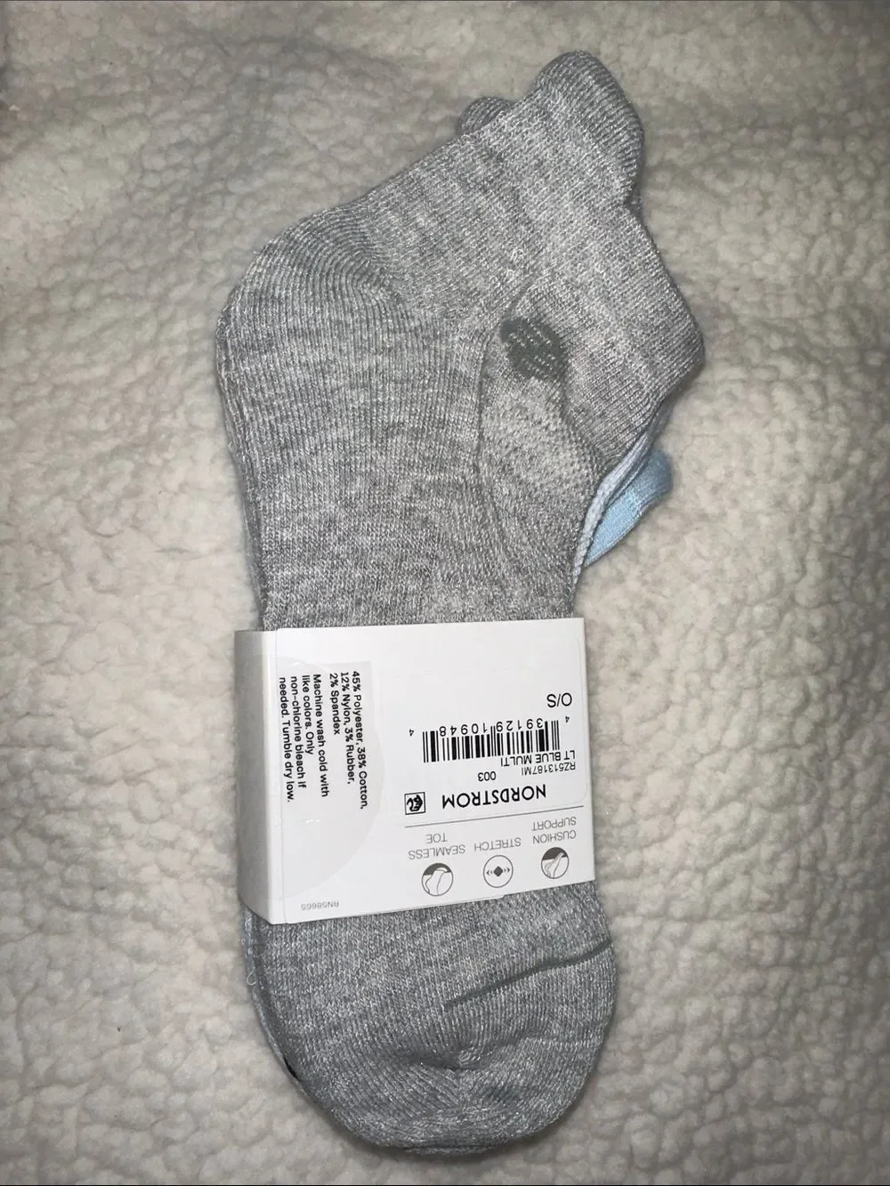Zella OS Shades of Blue Ankle Tab Sport Cotton Blend 3 pack Socks